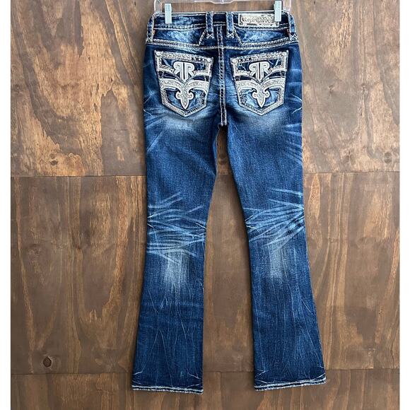 Rock Revival Womens Jeans Blue Denim Rebekah Mid Rise Boot Embroidered 26 - Picture 11 of 14